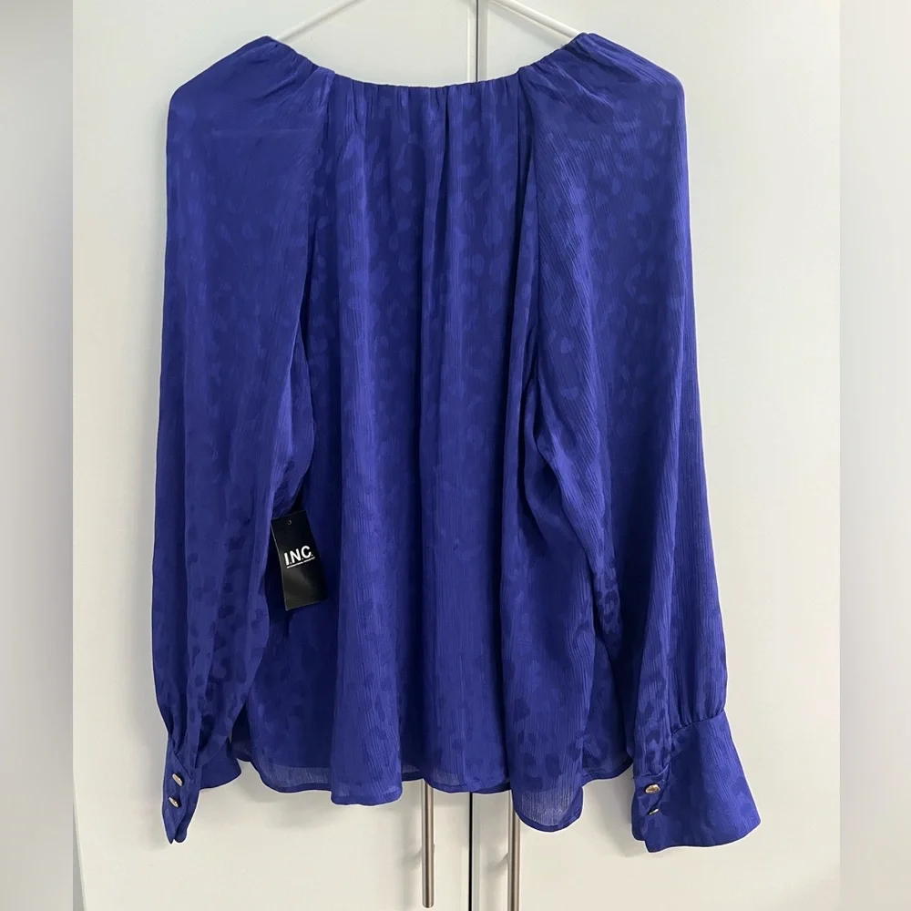 INC International Concepts Women's Deep Iris Blouse Sz XL - Picture 3 of 7